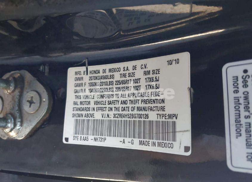 Photo 9 of 2011 Honda Cr-v EX (VIN 3CZRE4H52BG700126)