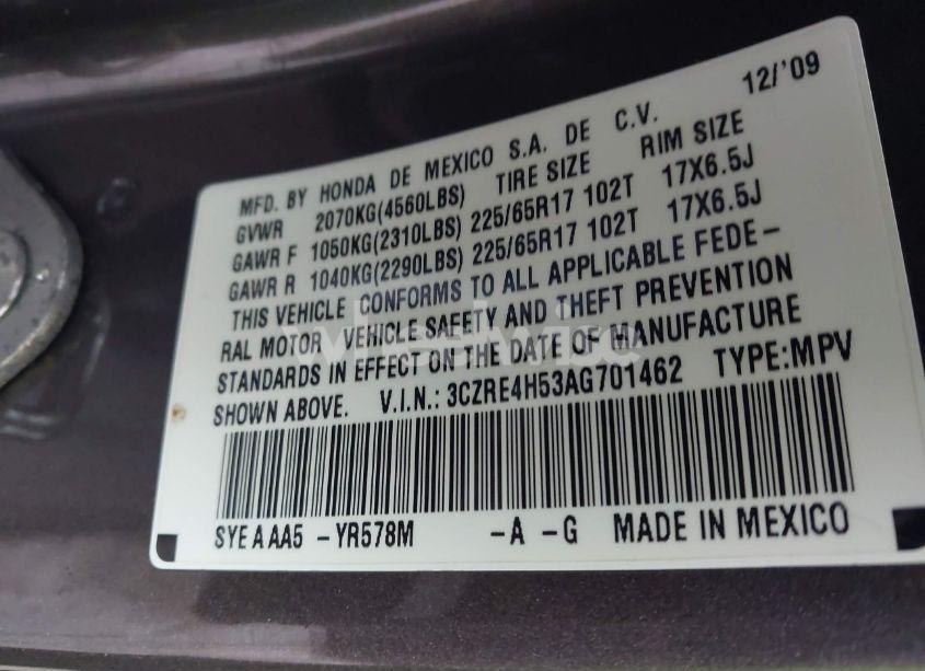 Photo 9 of 2010 Honda Cr-v EX (VIN 3CZRE4H53AG701462)