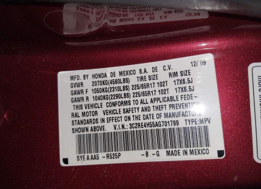 Photo 9 of 2010 Honda Cr-v EX (VIN 3CZRE4H55AG701799)