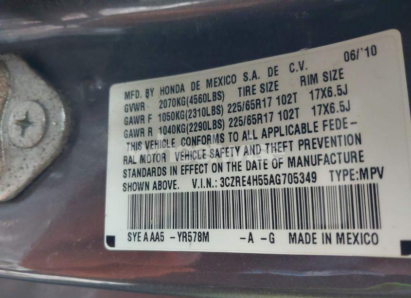 Photo 9 of 2010 Honda Cr-v EX (VIN 3CZRE4H55AG705349)