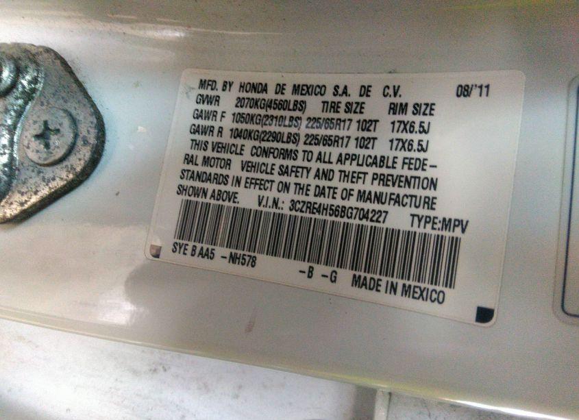 Photo 9 of 2011 Honda Cr-v EX (VIN 3CZRE4H56BG704227)