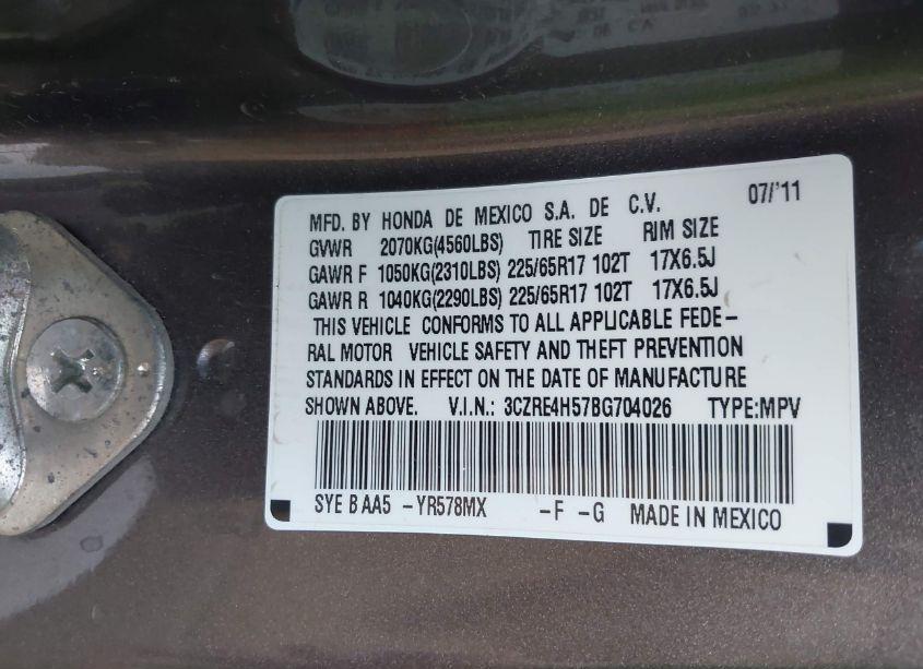 Photo 9 of 2011 Honda Cr-v EX (VIN 3CZRE4H57BG704026)