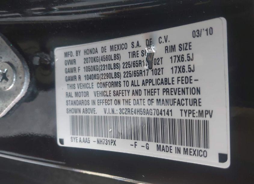 Photo 9 of 2010 Honda Cr-v EX (VIN 3CZRE4H59AG704141)