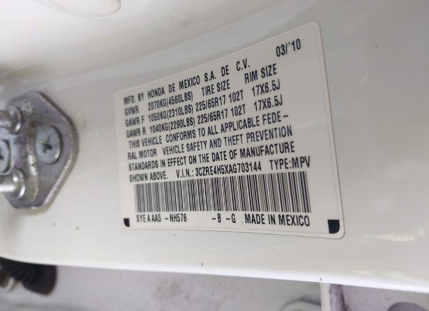 Photo 9 of 2010 Honda Cr-v EX (VIN 3CZRE4H5XAG703144)