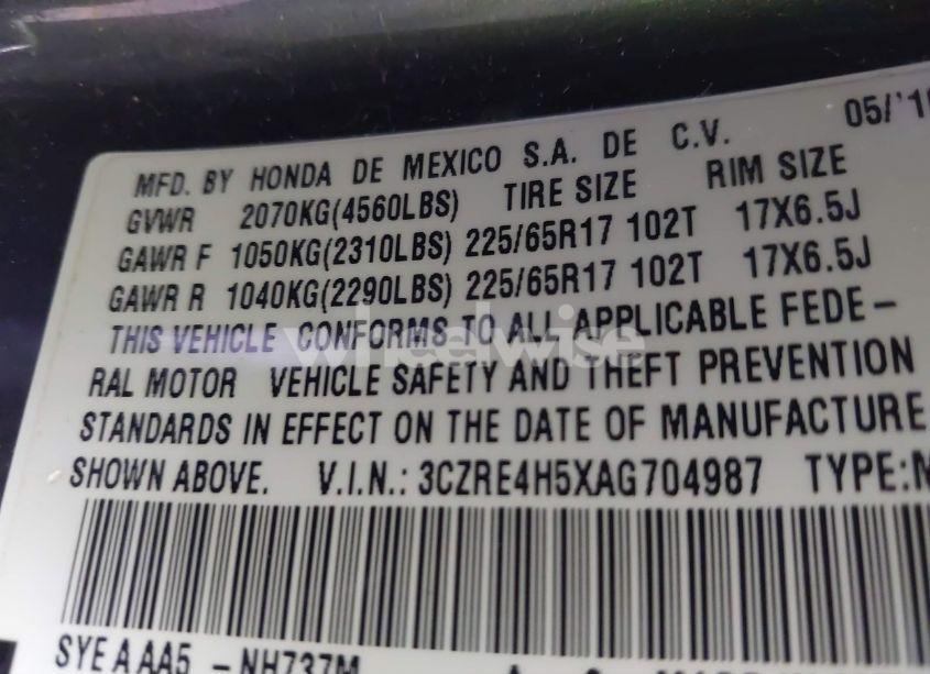 Photo 9 of 2010 Honda Cr-v EX (VIN 3CZRE4H5XAG704987)
