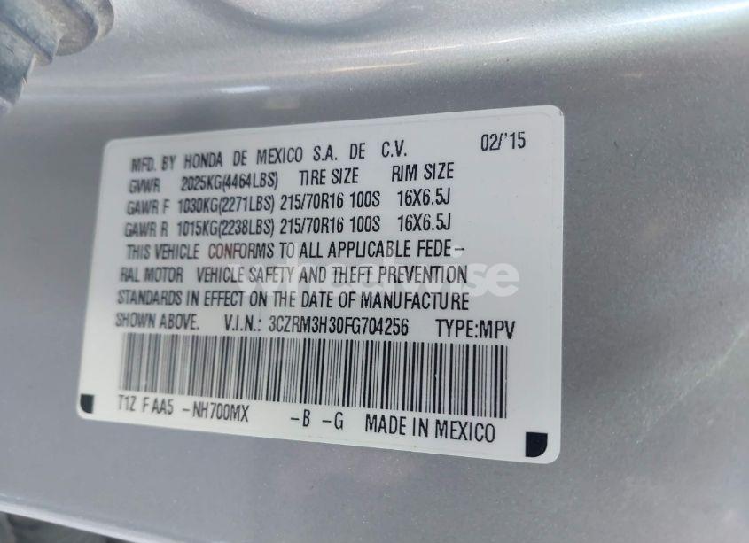 Photo 9 of 2015 Honda Cr-v LX (VIN 3CZRM3H30FG704256)