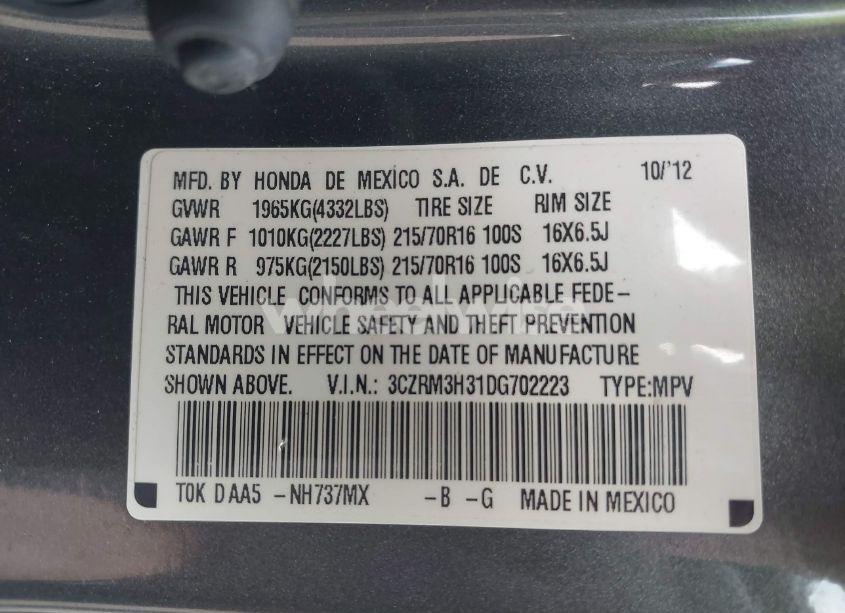 Photo 9 of 2013 Honda Cr-v LX (VIN 3CZRM3H31DG702223)