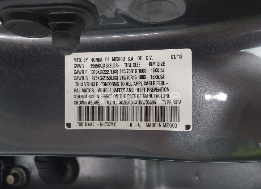 Photo 9 of 2013 Honda Cr-v LX (VIN 3CZRM3H31DG705896)