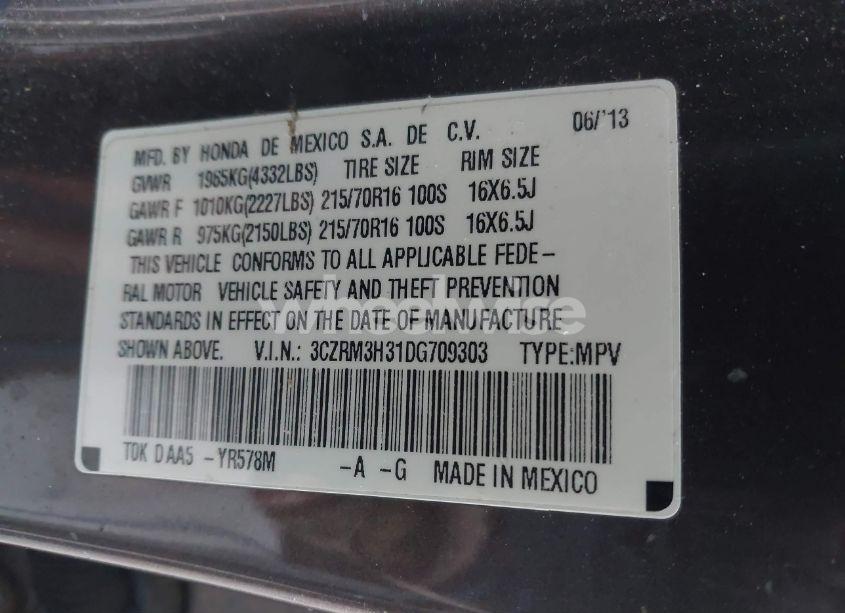 Photo 9 of 2013 Honda Cr-v LX (VIN 3CZRM3H31DG709303)