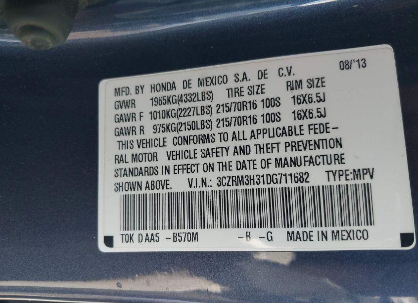 Photo 9 of 2013 Honda Cr-v LX (VIN 3CZRM3H31DG711682)