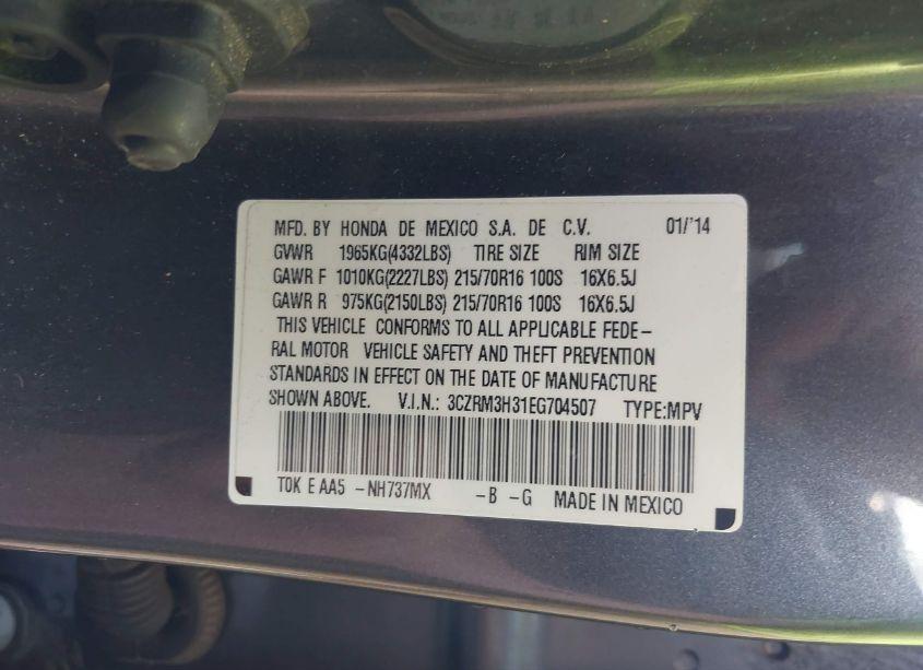 Photo 9 of 2014 Honda Cr-v LX (VIN 3CZRM3H31EG704507)