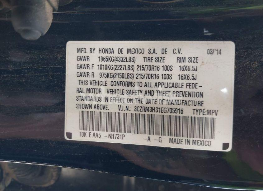 Photo 9 of 2014 Honda Cr-v LX (VIN 3CZRM3H31EG705916)