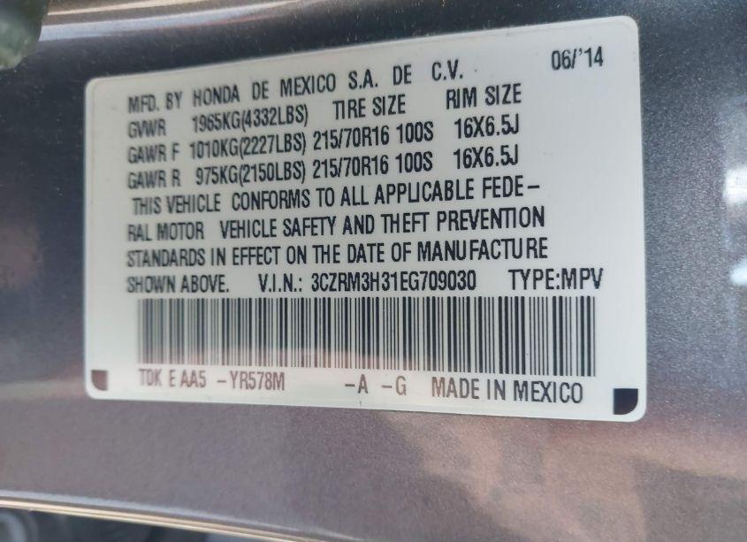 Photo 9 of 2014 Honda Cr-v LX (VIN 3CZRM3H31EG709030)