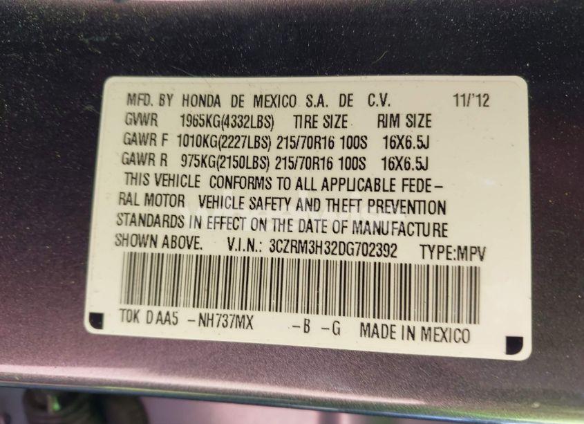 Photo 9 of 2013 Honda Cr-v LX (VIN 3CZRM3H32DG702392)