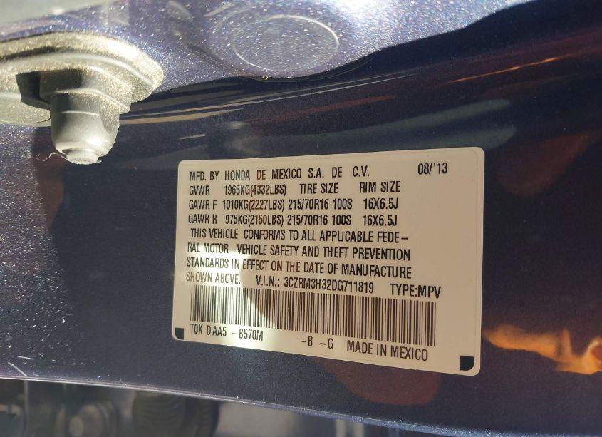 Photo 9 of 2013 Honda Cr-v LX (VIN 3CZRM3H32DG711819)