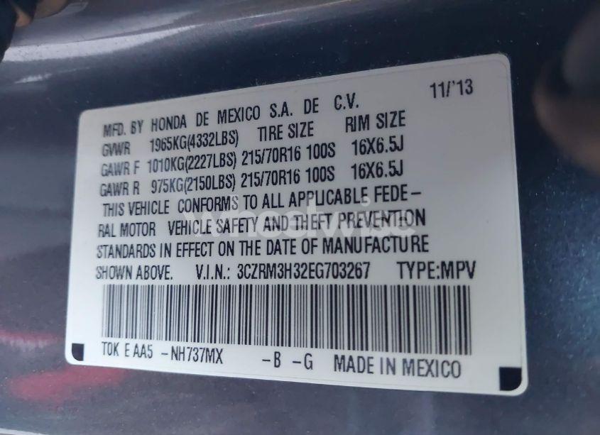 Photo 9 of 2014 Honda Cr-v LX (VIN 3CZRM3H32EG703267)