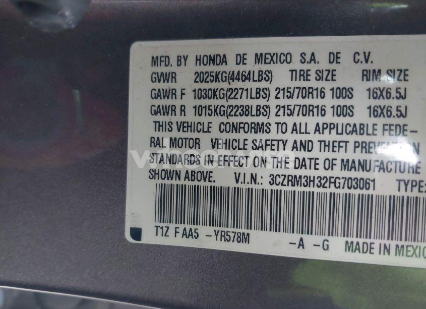 Photo 9 of 2015 Honda Cr-v LX (VIN 3CZRM3H32FG703061)