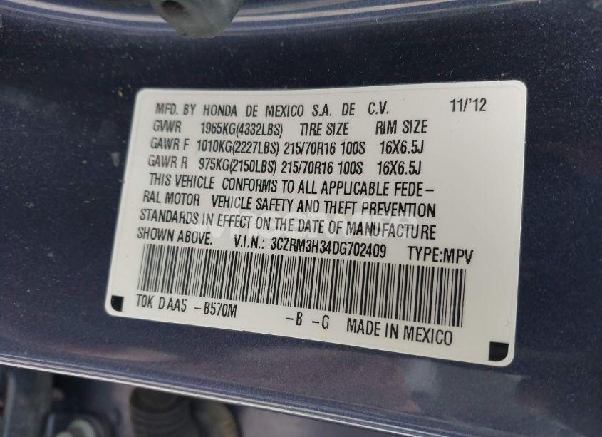 Photo 9 of 2013 Honda Cr-v LX (VIN 3CZRM3H34DG702409)