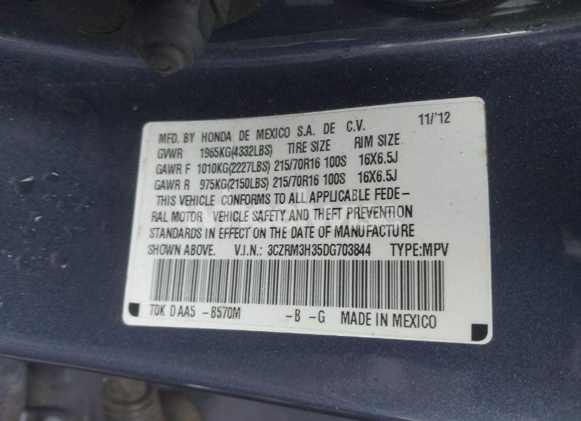 Photo 9 of 2013 Honda Cr-v LX (VIN 3CZRM3H35DG703844)