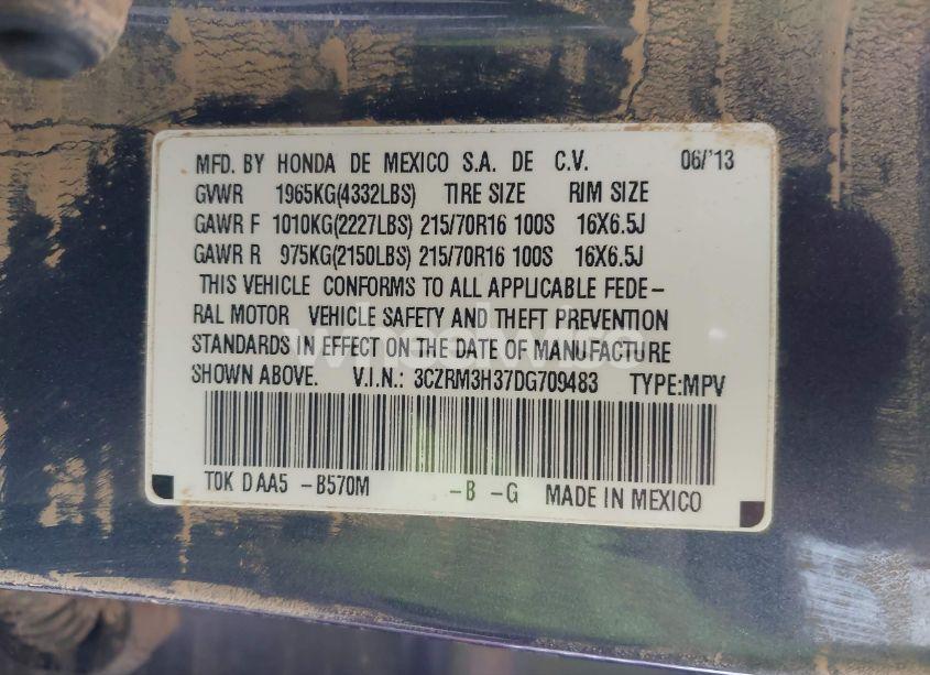 Photo 9 of 2013 Honda Cr-v LX (VIN 3CZRM3H37DG709483)