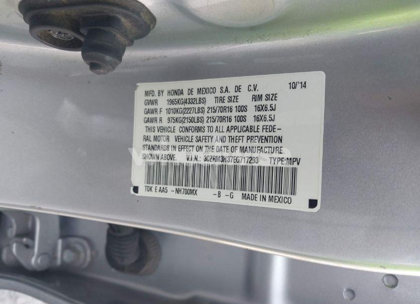 Photo 9 of 2014 Honda Cr-v LX (VIN 3CZRM3H37EG717293)