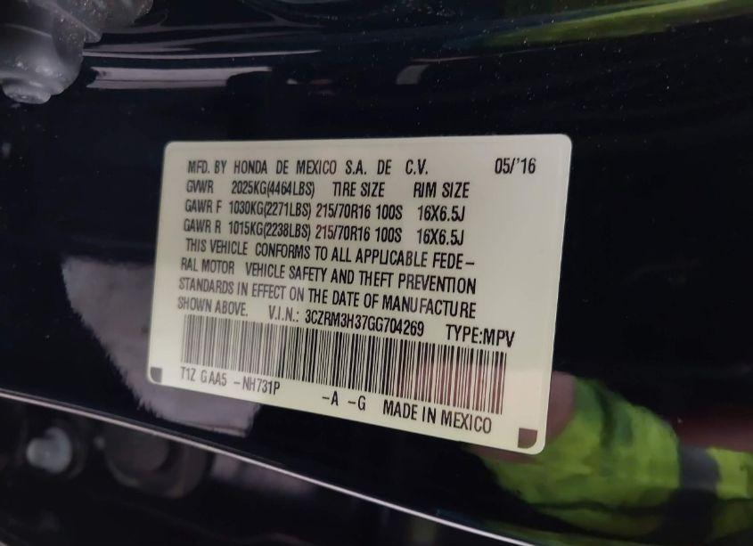 Photo 9 of 2016 Honda Cr-v LX (VIN 3CZRM3H37GG704269)