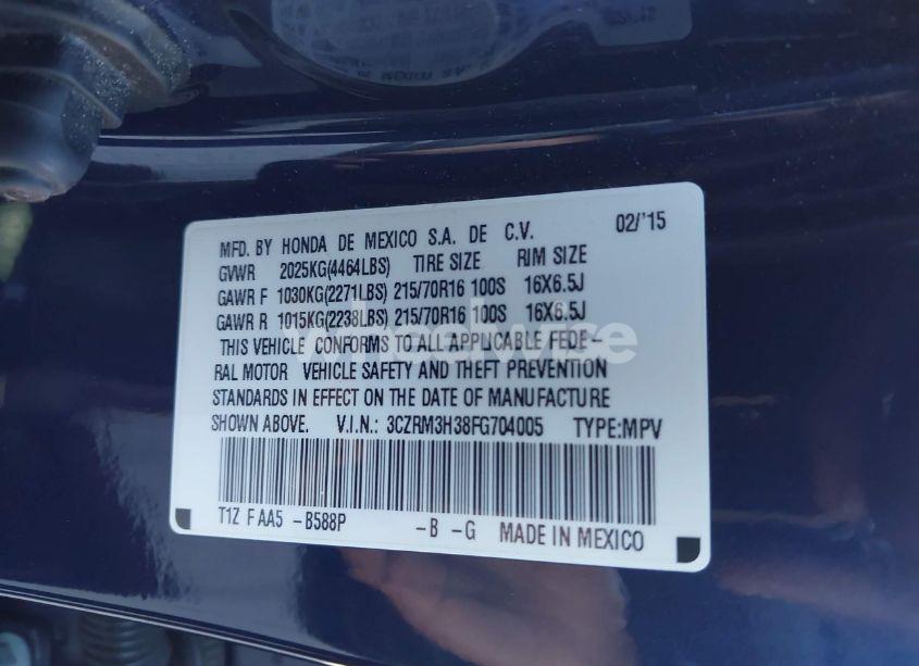 Photo 9 of 2015 Honda Cr-v LX (VIN 3CZRM3H38FG704005)