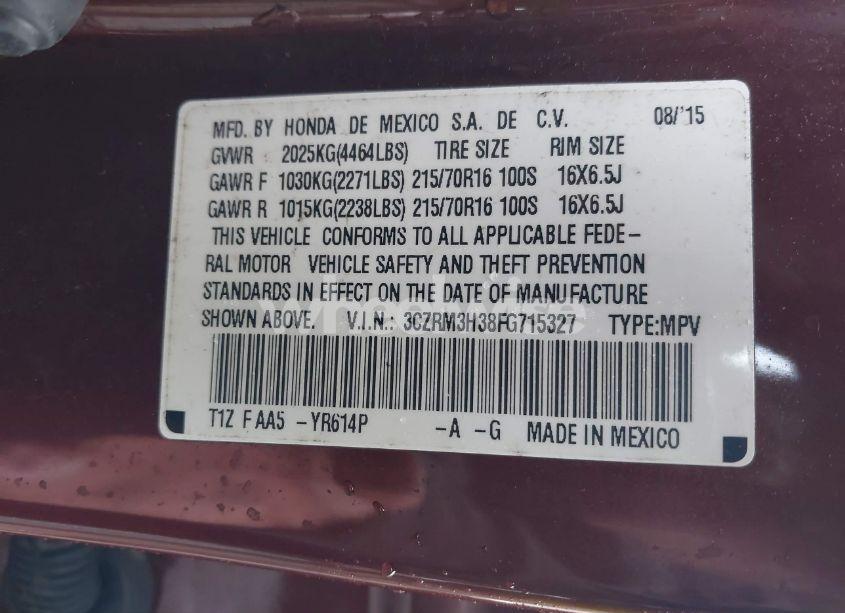 Photo 9 of 2015 Honda Cr-v LX (VIN 3CZRM3H38FG715327)