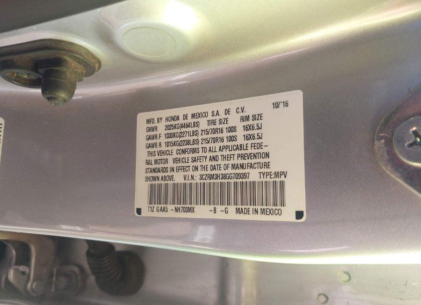 Photo 9 of 2016 Honda Cr-v LX (VIN 3CZRM3H38GG709397)