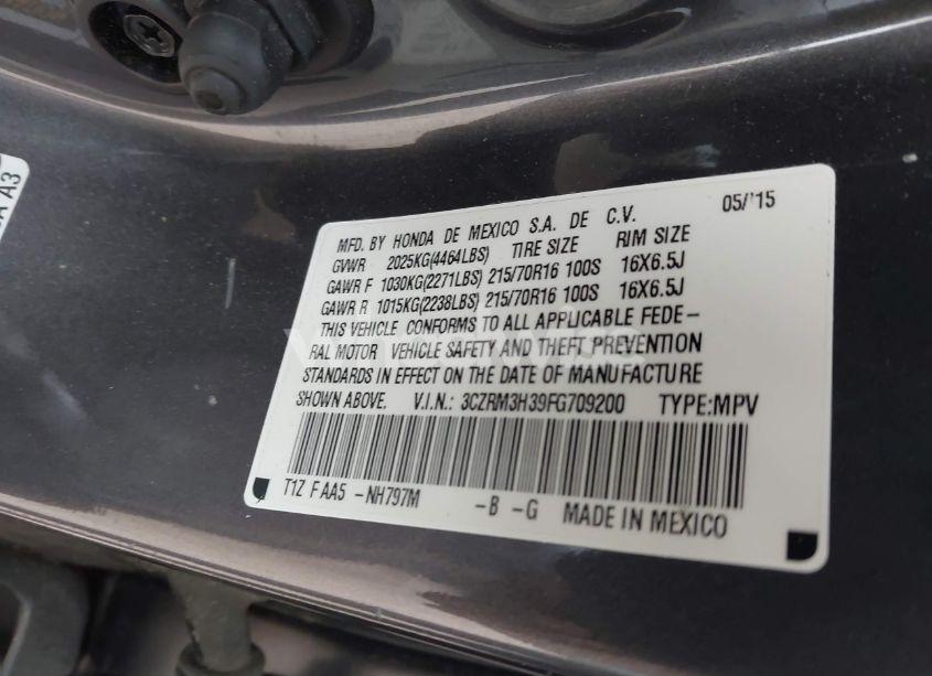 Photo 9 of 2015 Honda Cr-v LX (VIN 3CZRM3H39FG709200)