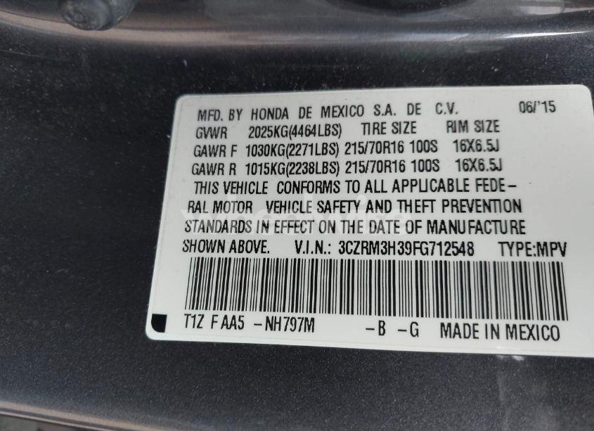 Photo 9 of 2015 Honda Cr-v LX (VIN 3CZRM3H39FG712548)