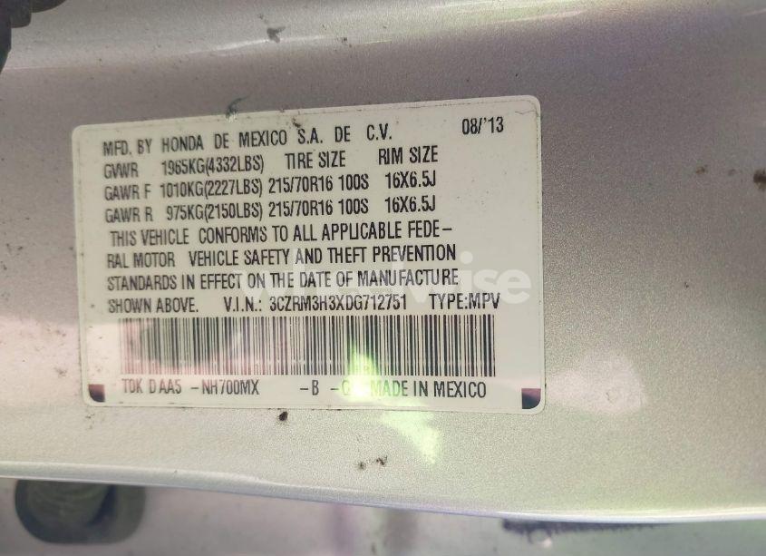 Photo 9 of 2013 Honda Cr-v LX (VIN 3CZRM3H3XDG712751)