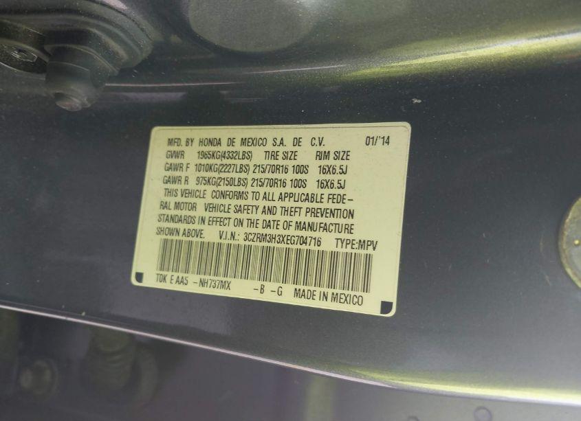 Photo 9 of 2014 Honda Cr-v LX (VIN 3CZRM3H3XEG704716)