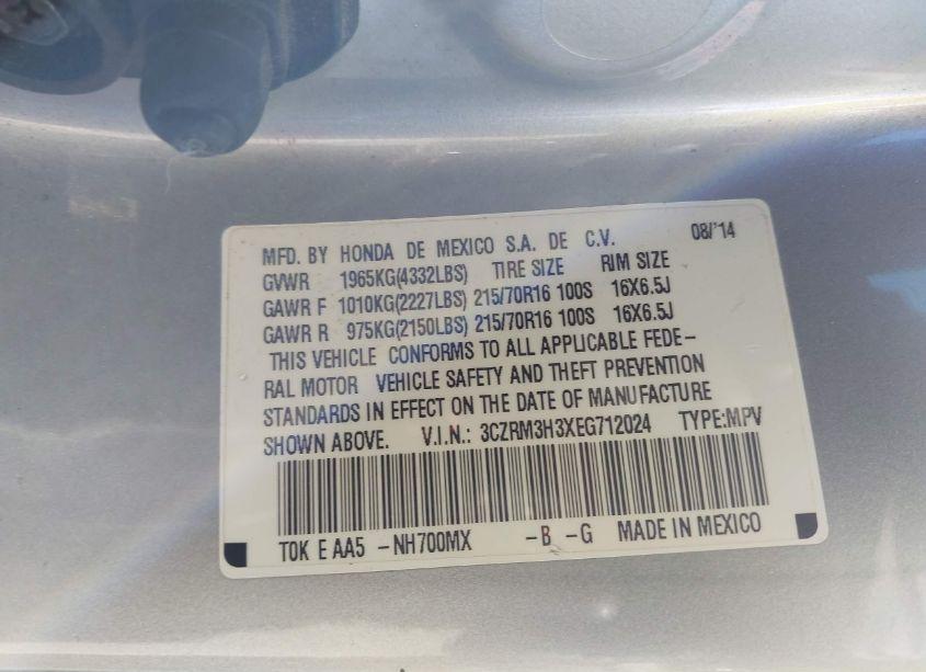 Photo 9 of 2014 Honda Cr-v LX (VIN 3CZRM3H3XEG712024)