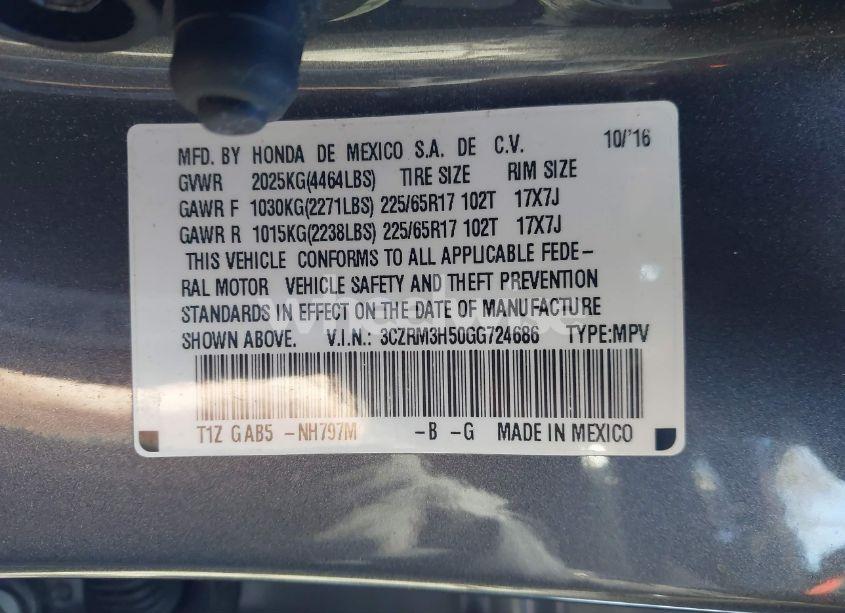 Photo 9 of 2016 Honda Cr-v EX (VIN 3CZRM3H50GG724686)