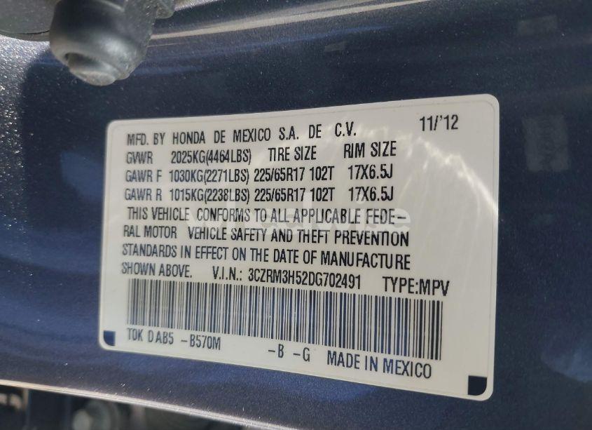 Photo 9 of 2013 Honda Cr-v EX (VIN 3CZRM3H52DG702491)