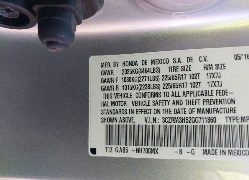 Photo 9 of 2016 Honda Cr-v EX (VIN 3CZRM3H52GG711860)