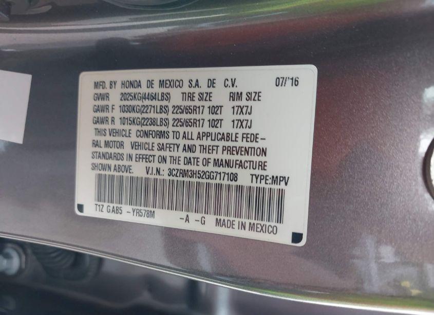 Photo 9 of 2016 Honda Cr-v EX (VIN 3CZRM3H52GG717108)