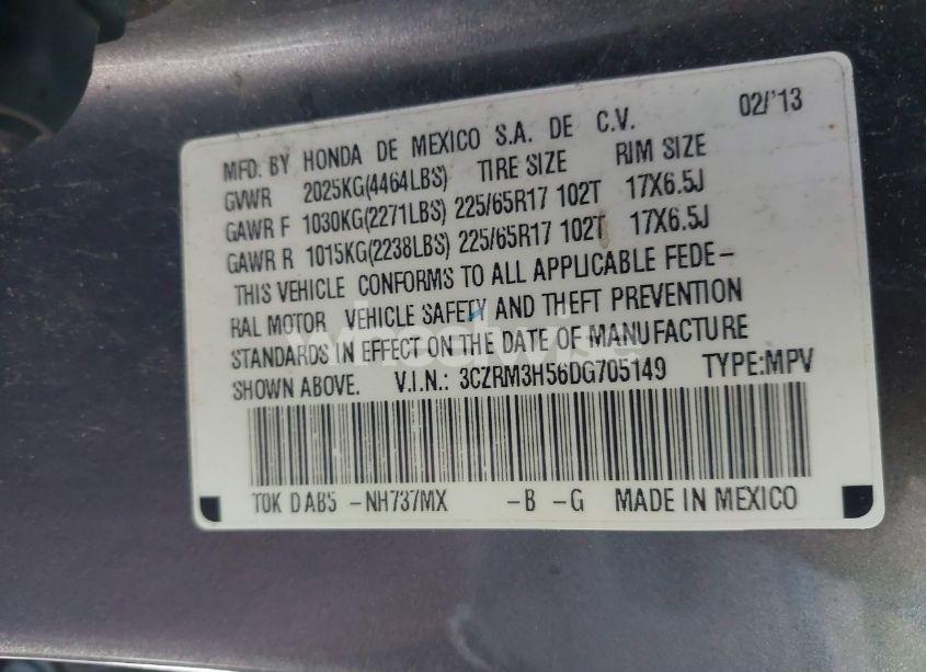 Photo 9 of 2013 Honda Cr-v EX (VIN 3CZRM3H56DG705149)