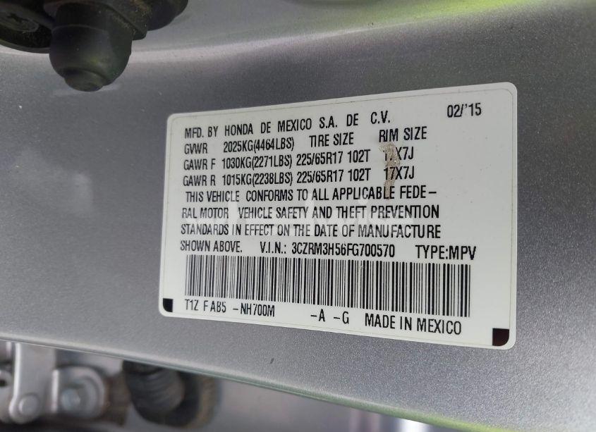 Photo 9 of 2015 Honda Cr-v EX (VIN 3CZRM3H56FG700570)