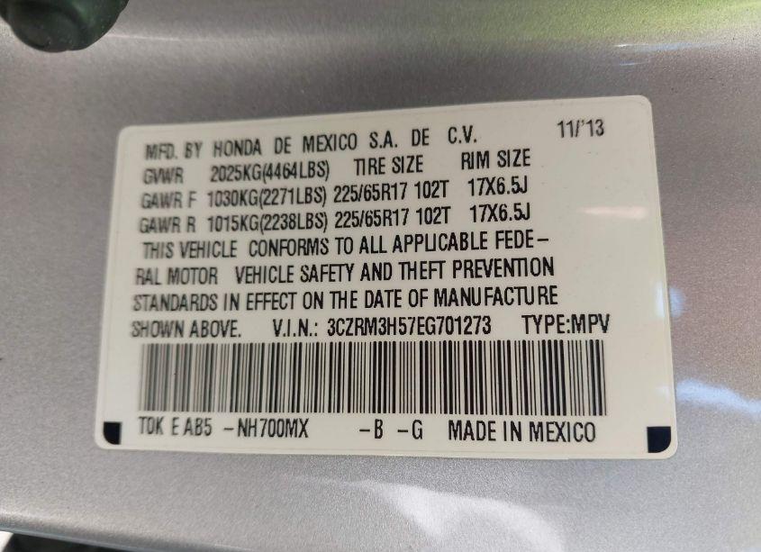 Photo 9 of 2014 Honda Cr-v EX (VIN 3CZRM3H57EG701273)