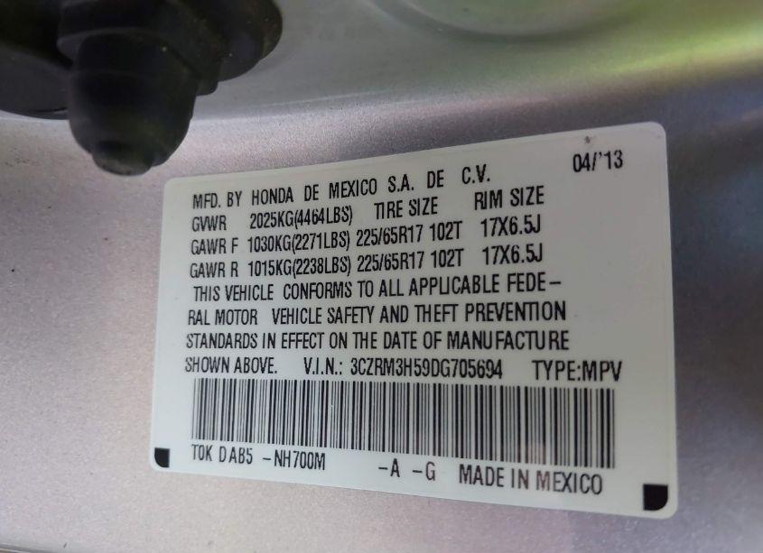 Photo 9 of 2013 Honda Cr-v EX (VIN 3CZRM3H59DG705694)