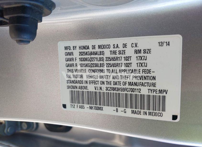 Photo 9 of 2015 Honda Cr-v EX (VIN 3CZRM3H59FG700112)