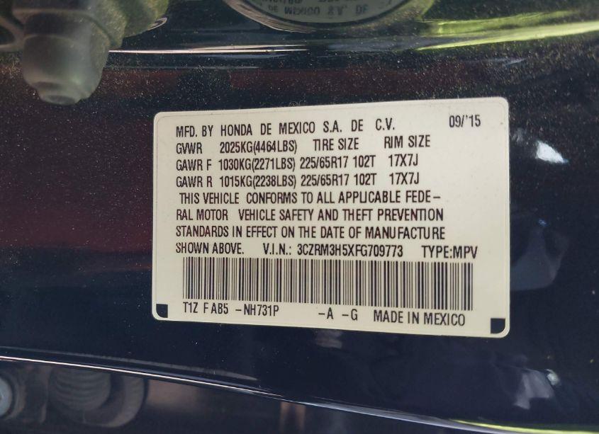 Photo 9 of 2015 Honda Cr-v EX (VIN 3CZRM3H5XFG709773)