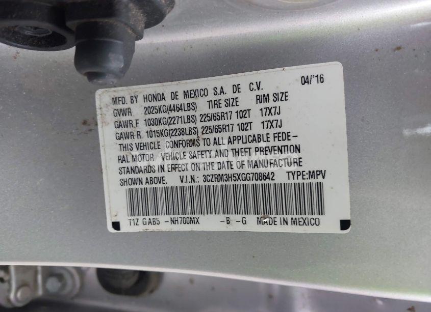 Photo 9 of 2016 Honda Cr-v EX (VIN 3CZRM3H5XGG708642)