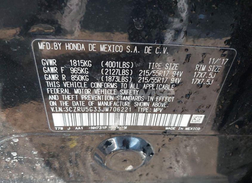 Photo 9 of 2018 Honda Hr-v LX (VIN 3CZRU5G33JM706221)