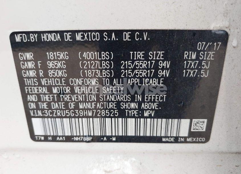 Photo 9 of 2017 Honda Hr-v LX (VIN 3CZRU5G39HM728525)