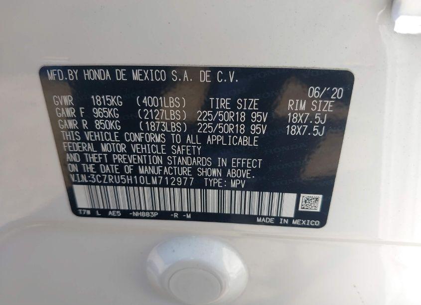 Photo 9 of 2020 Honda Hr-v 2WD SPORT (VIN 3CZRU5H10LM712977)