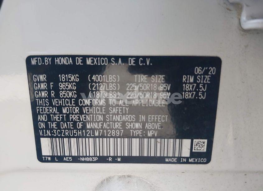 Photo 9 of 2020 Honda Hr-v 2WD SPORT (VIN 3CZRU5H12LM712897)