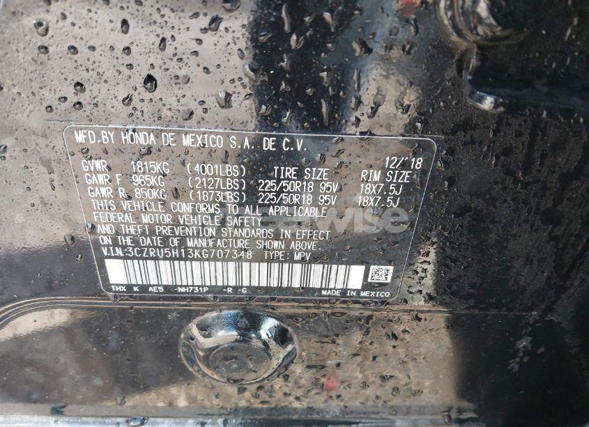 Photo 9 of 2019 Honda Hr-v SPORT (VIN 3CZRU5H13KG707348)